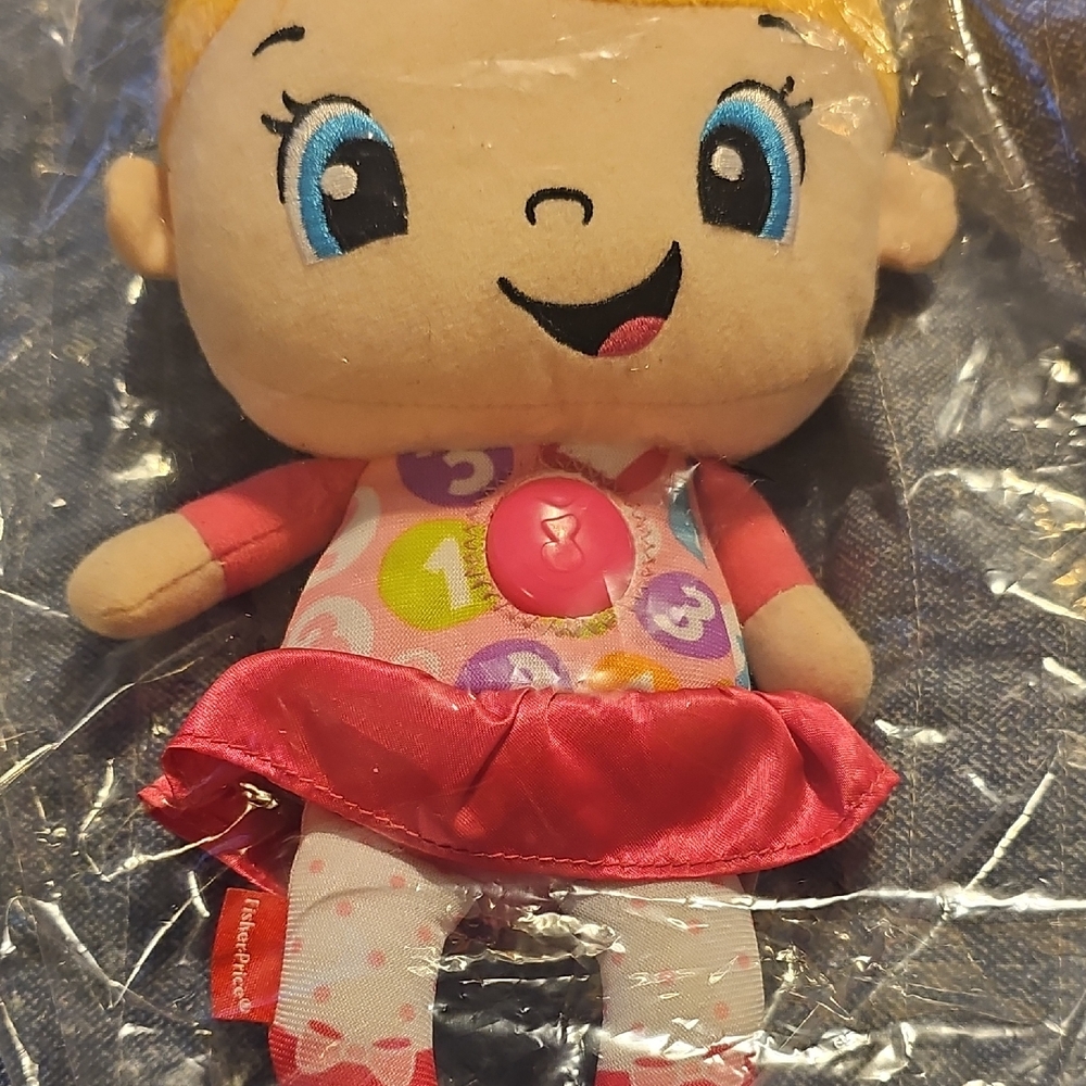 Fisher-Price Colorful Plush Doll with Pink Skirt